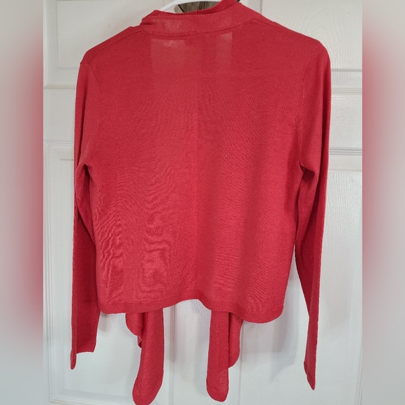 (508) J.Jill Woman's Open Sweater, Size: XS Petite Color: Red - Picture 8 of 16